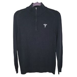 Tesla black quarter zip pull over men's sweater size Small